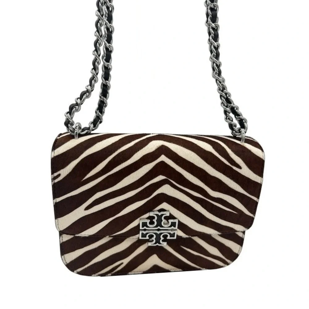 Tory Burch‎ Eleanor Shoulder Bag Purse Women's Brown Zebra Calf Hair Chain $798